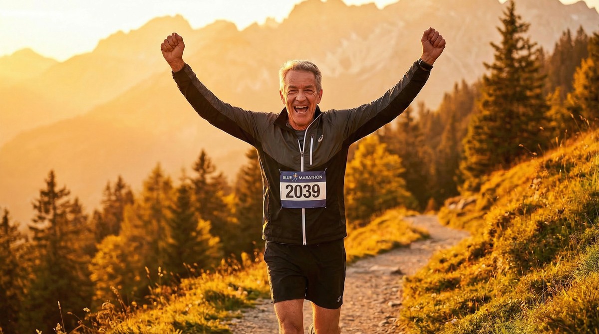 Person running confidently on trail