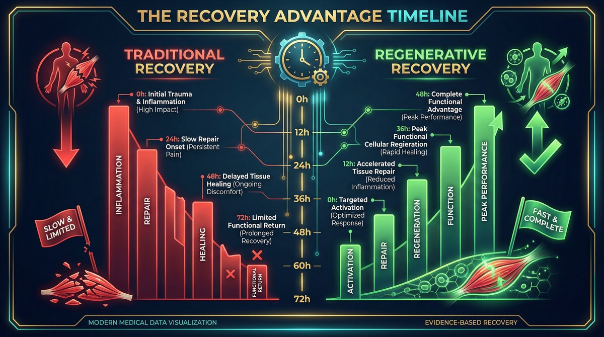 Recovery advantage infographic showing faster recovery times