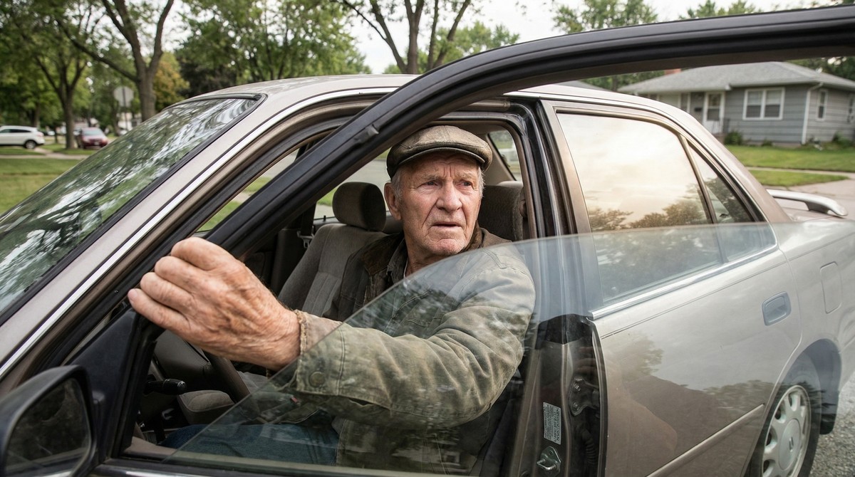 Senior struggling to exit car