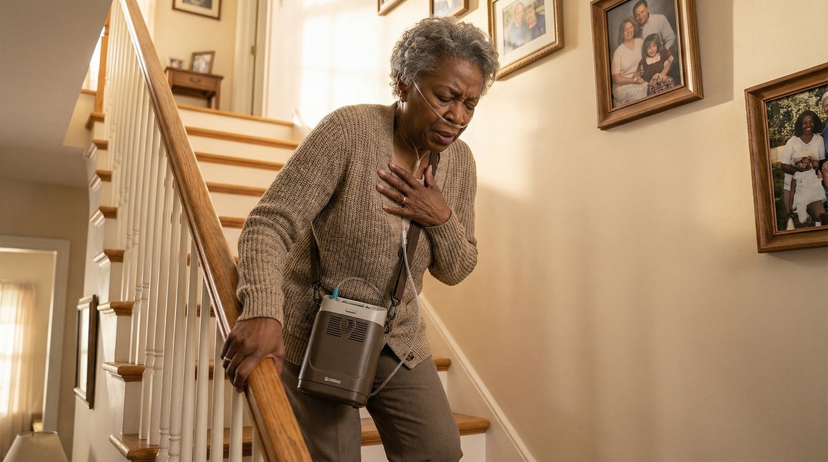 Struggling on stairs