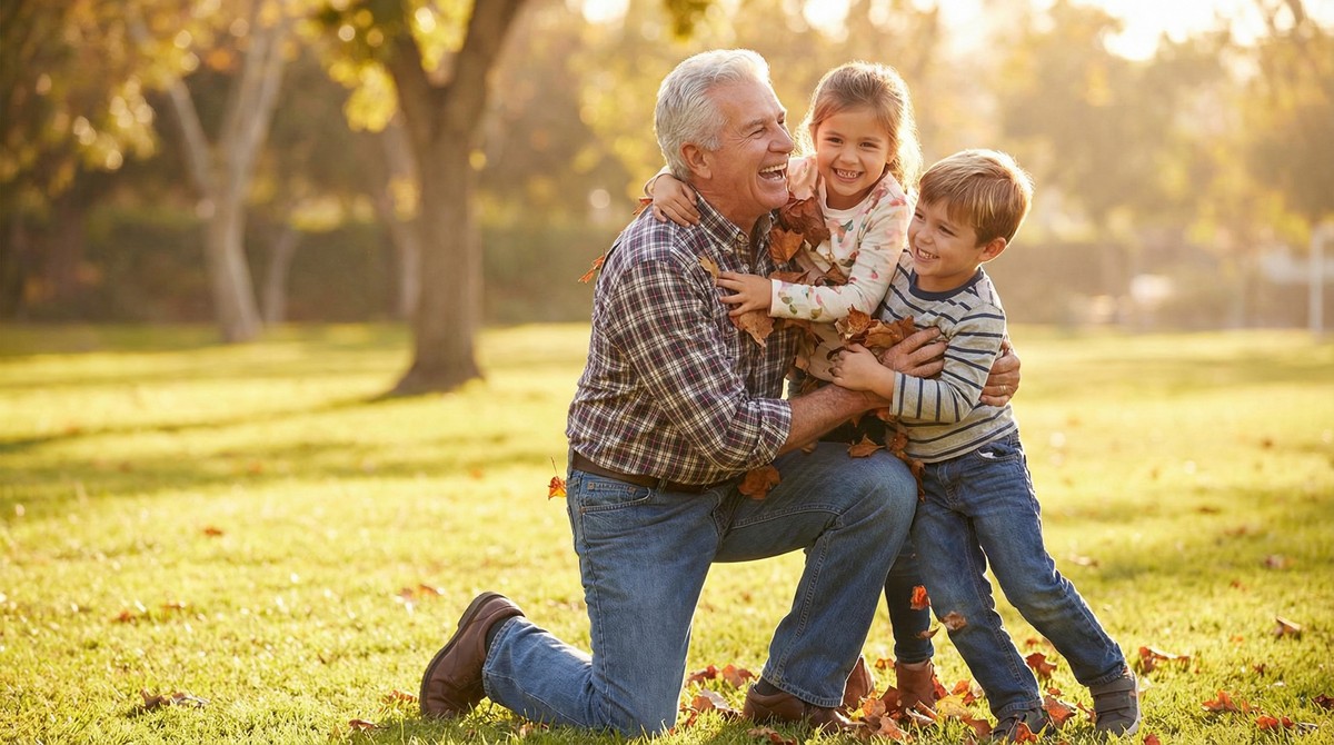 Senior playing with grandchildren