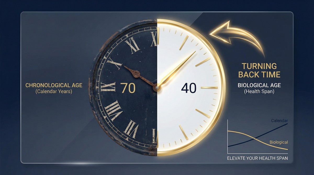 Visualization of biological age vs chronological age - turning back the cellular clock