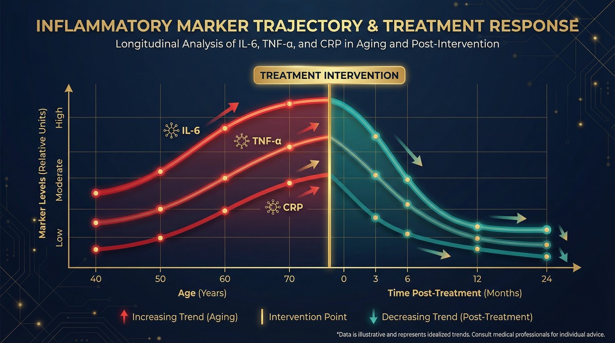Chart showing inflammatory markers declining after MSC therapy intervention