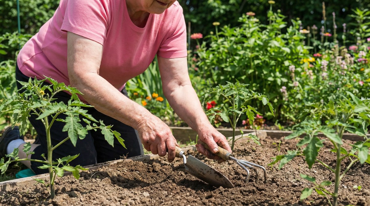 Hands confidently holding garden tools